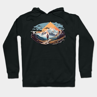 Girl walks a trail through the mountains Hoodie